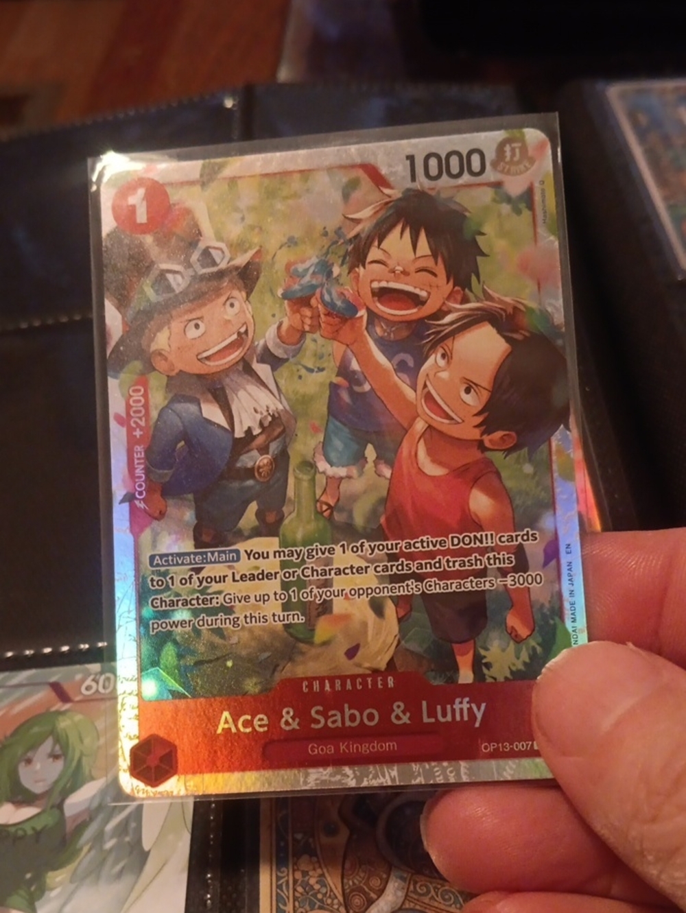 Onepiece Multicolor Ace & Sabo & Luffy Trading Card - Red, Blue, Green
